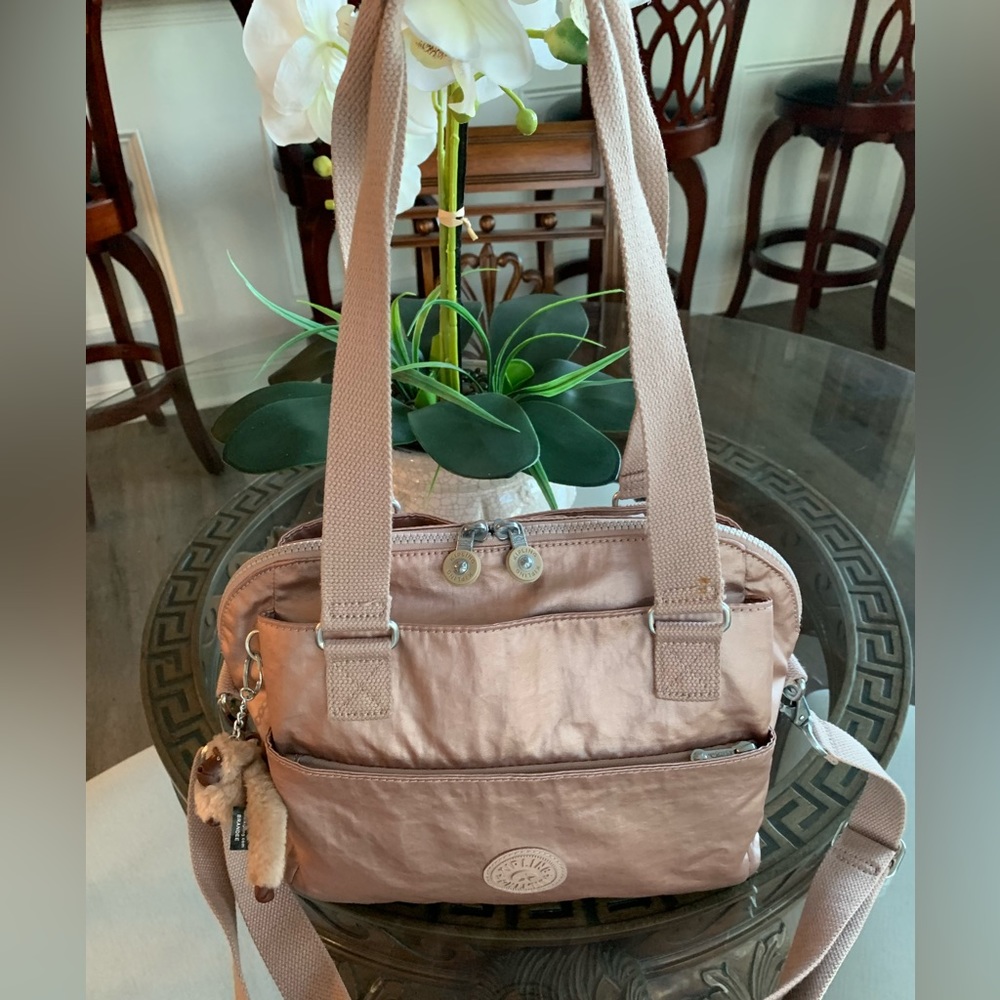 💗💗KIPLING PINK PEARLESCENT SATCHEL/CROSSBODY BAG!💗💗